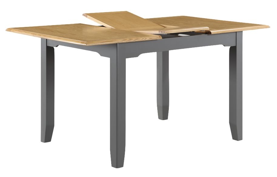 Rossmore Grey Painted Dining Table 120cm Seats 4 Diners Butterfly Extending Rectangular Top
