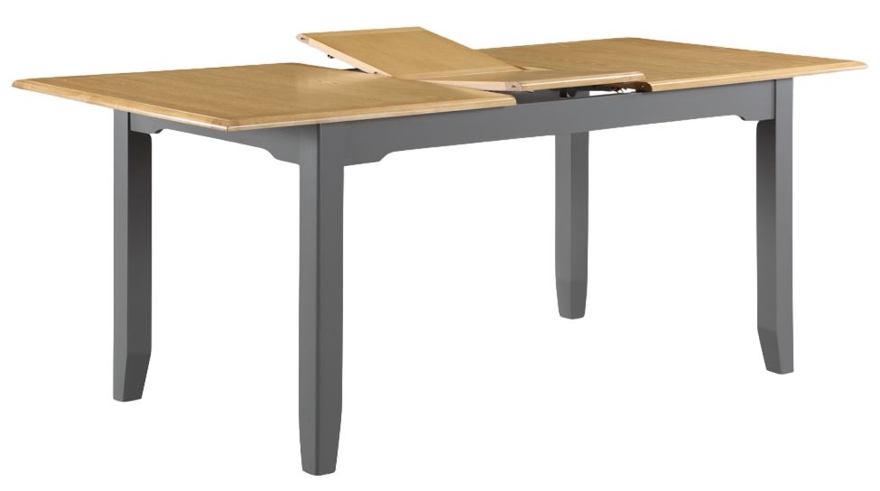 Rossmore Grey Painted Dining Table 160cm Seats 4 To 6 Diners Butterfly Extending Rectangular Top