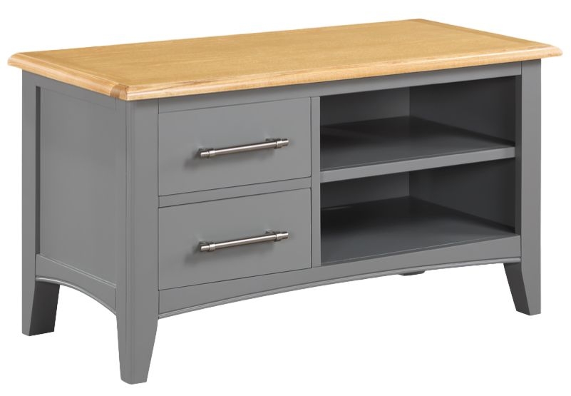 Rossmore Grey Painted Small Tv Unit 90cm W With Storage For Television Upto 40inch Plasma