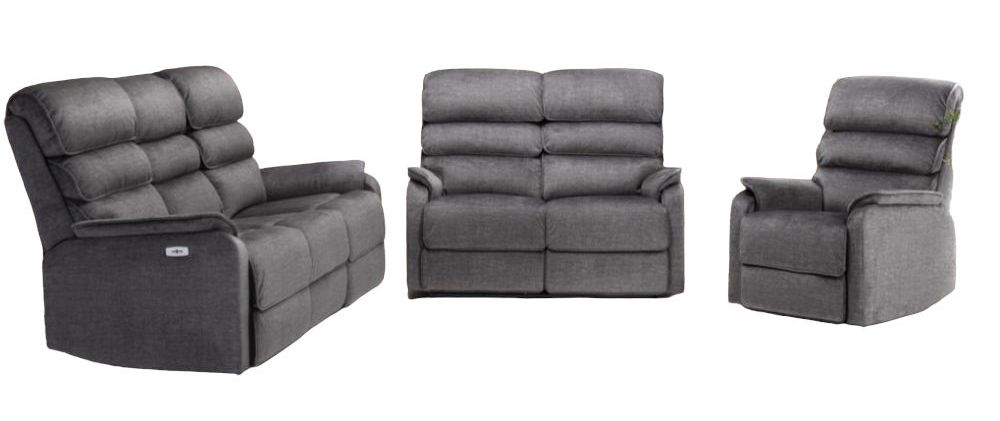 Savoy Grey Fabric 311 Seater Electric Recliner Sofa Suite