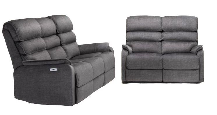 Savoy Grey Fabric 32 Seater Electric Recliner Sofa Suite