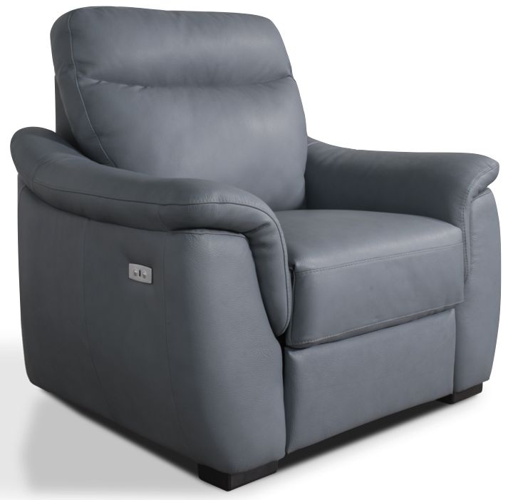 Soffio Grey Recliner Armchair Real Leather