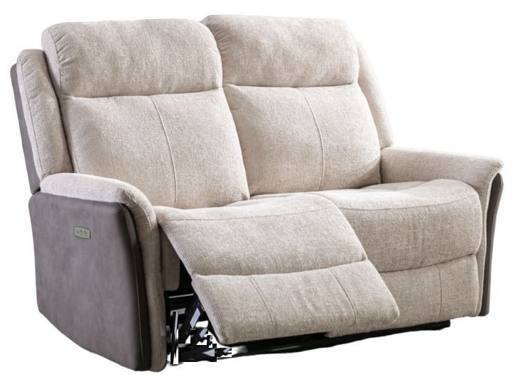 Treyton Fusion Beige 2 Seater Recliner Sofa Velvet Fabric Upholstered