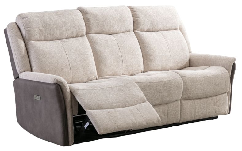 Treyton Fusion Beige 3 Seater Recliner Sofa Velvet Fabric Upholstered