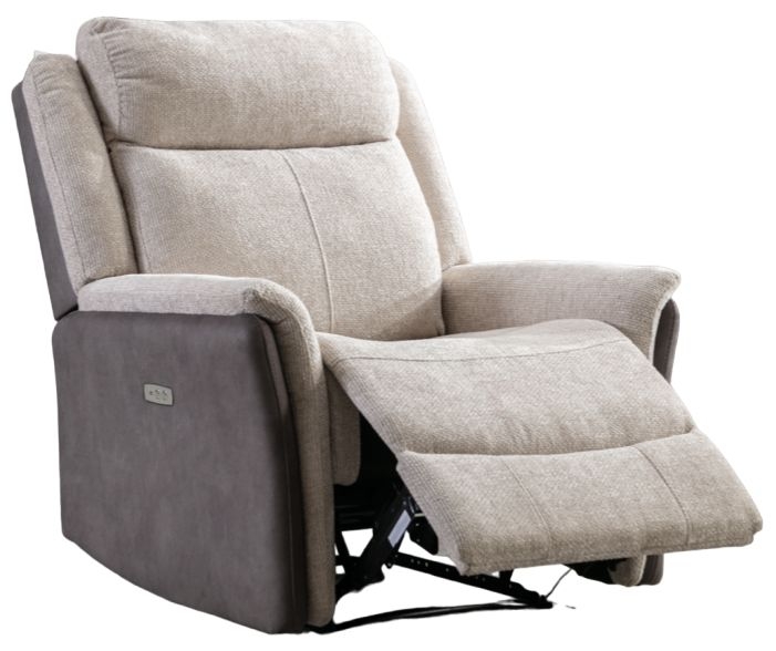 Treyton Fusion Beige Recliner Armchair Velvet Fabric