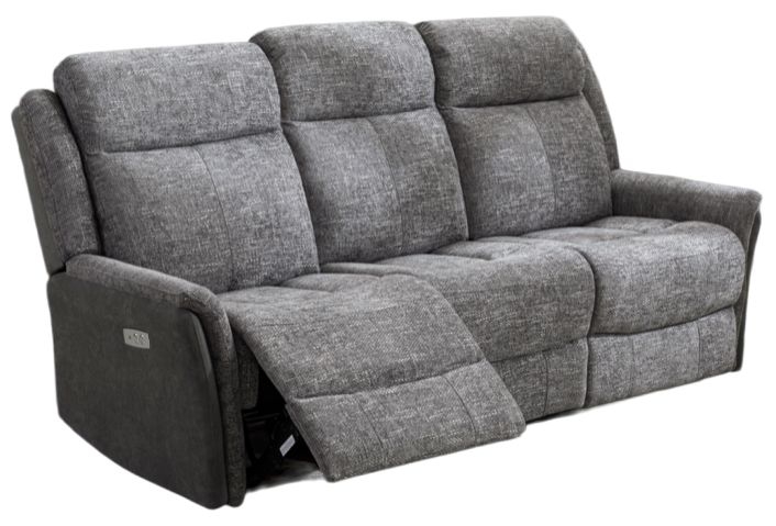 Treyton Fusion Grey 3 Seater Recliner Sofa Velvet Fabric Upholstered