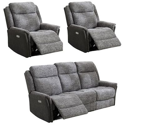Treyton Fusion Grey 311 Recliner Sofa Suite Velvet Fabric Upholstered