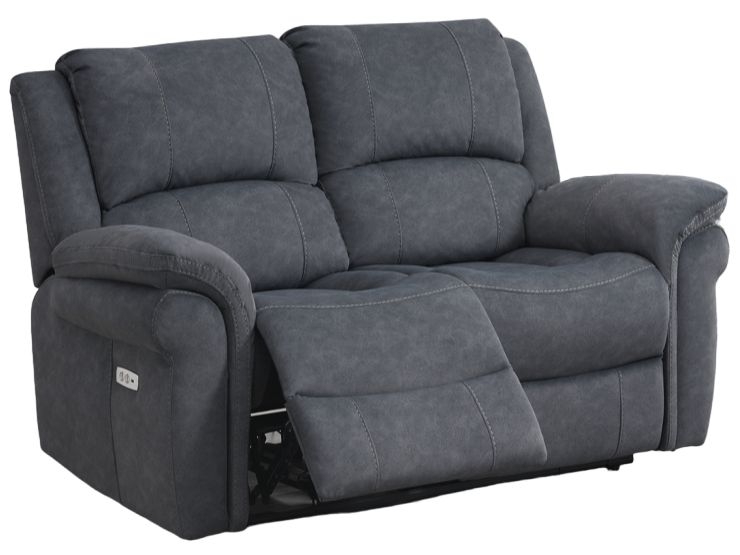 Wentworth Grey 2 Seater Recliner Sofa Velvet Fabric Upholstered