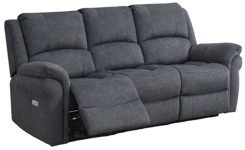 Wentworth Grey 3 Seater Recliner Sofa Velvet Fabric Upholstered