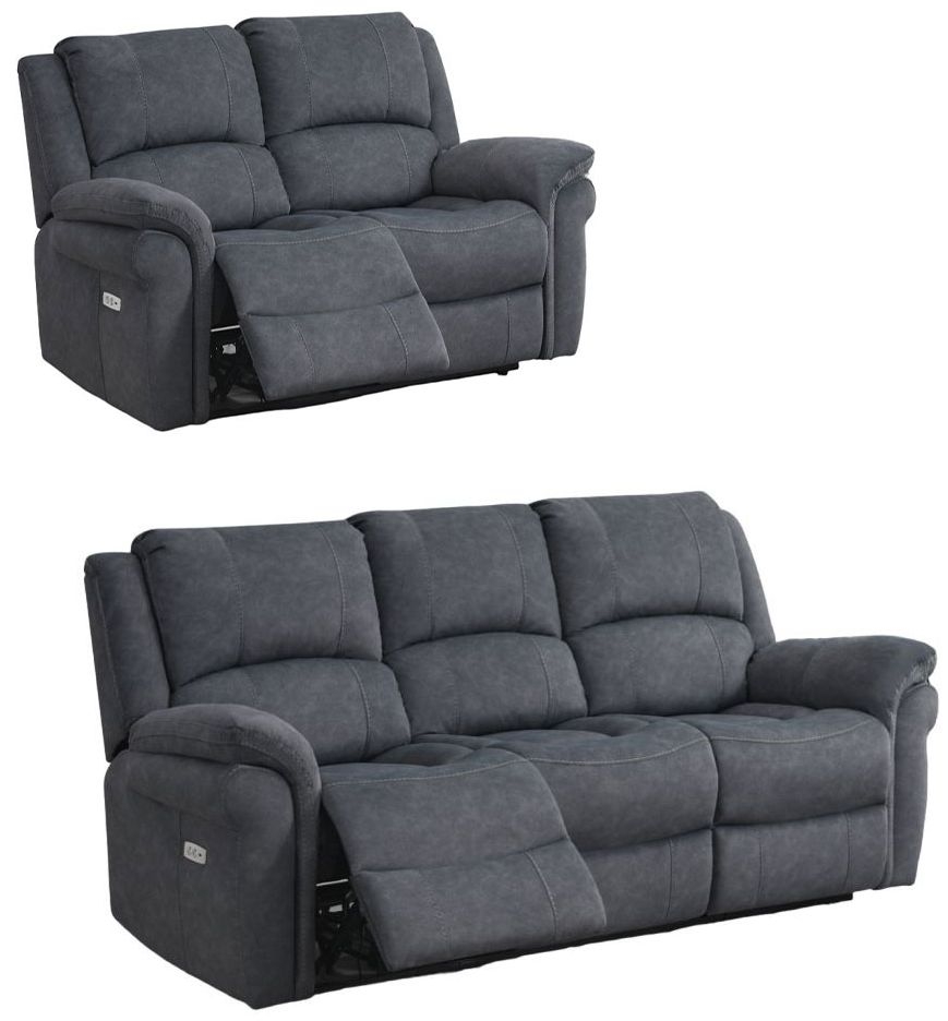 Wentworth Grey 32 Recliner Sofa Suite Velvet Fabric Upholstered