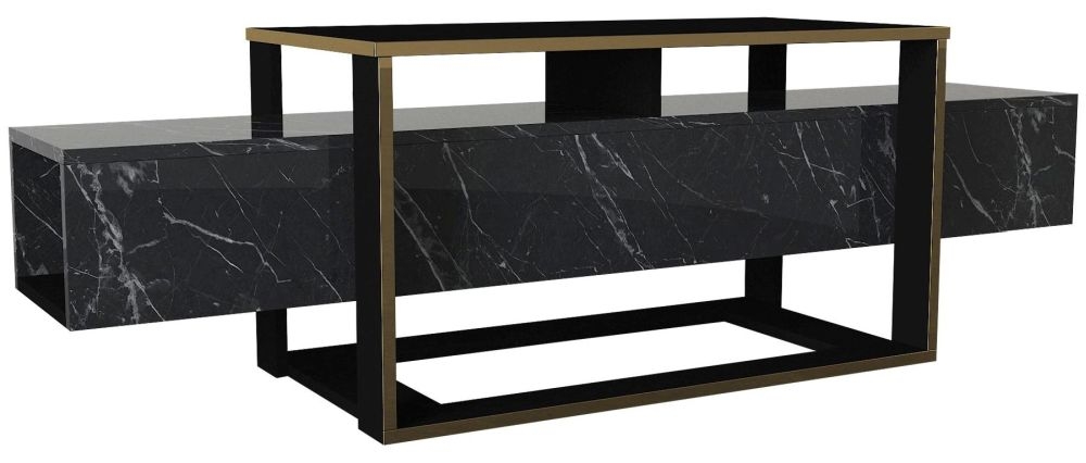 Weldona Black Marble Effect Tv Unit