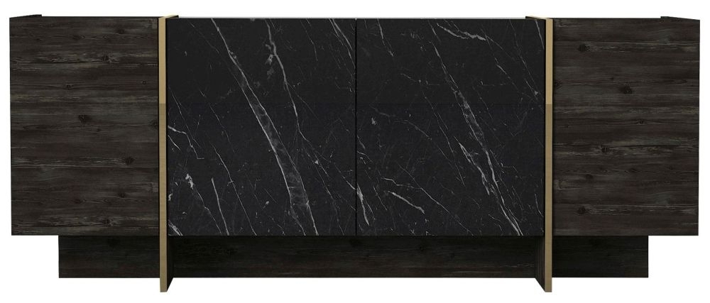 Weldona Black Marble Effect 4 Door Large Sideboard