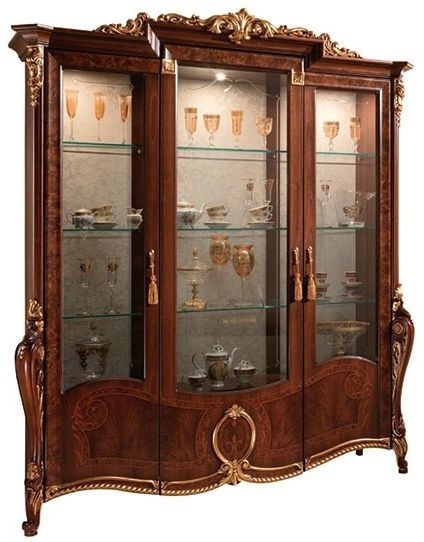 Arredoclassic Donatello Brown Italian 3 Glass Door Display Cabinet