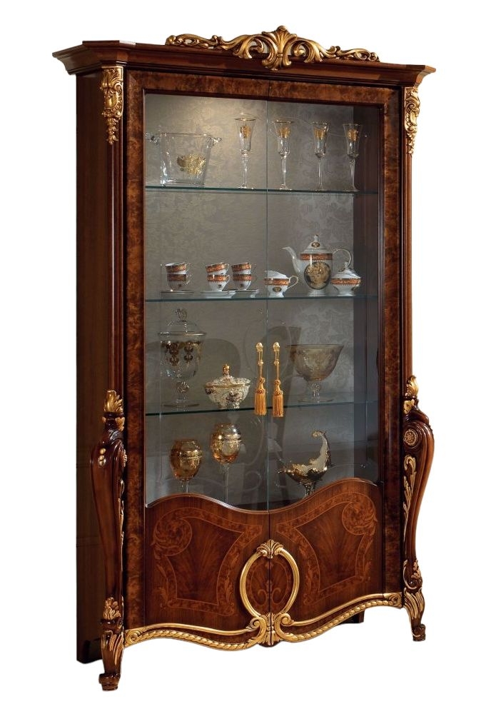 Arredoclassic Donatello Brown Italian 2 Glass Door Display Cabinet