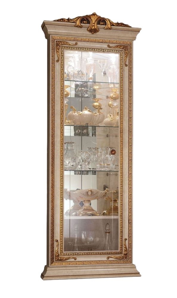 Arredoclassic Leonardo Golden Italian 1 Glass Door Corner Display Cabinet