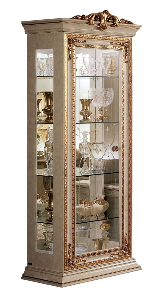 Arredoclassic Leonardo Golden Italian 1 Glass Door Display Cabinet