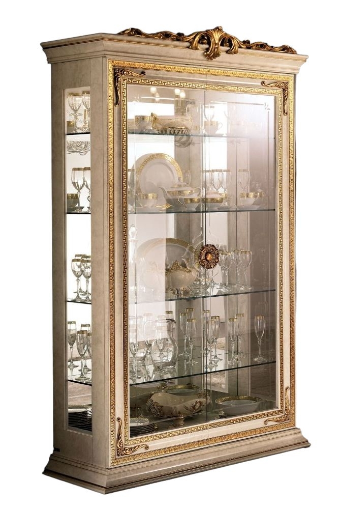 Arredoclassic Leonardo Golden Italian 2 Glass Door Display Cabinet