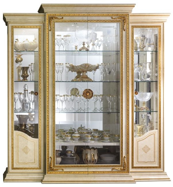 Arredoclassic Leonardo Golden Italian 4 Glass Door Display Cabinet