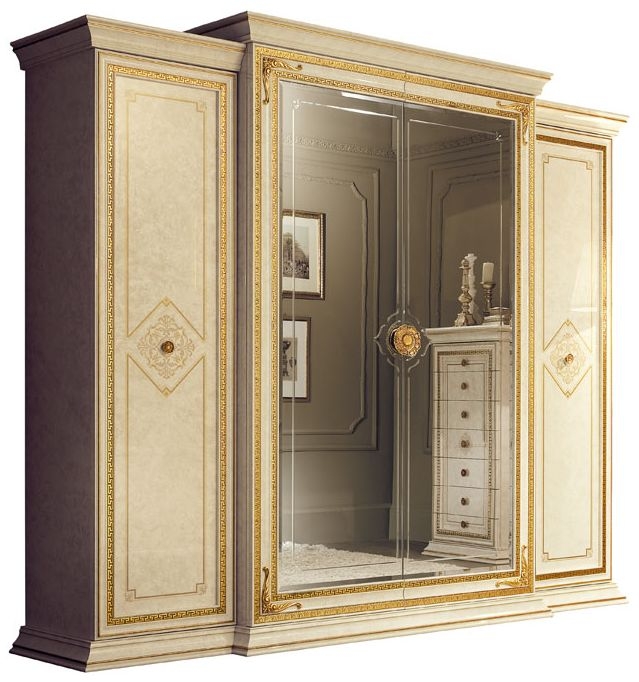 Arredoclassic Leonardo Golden Italian 4 Door Large Wardrobe