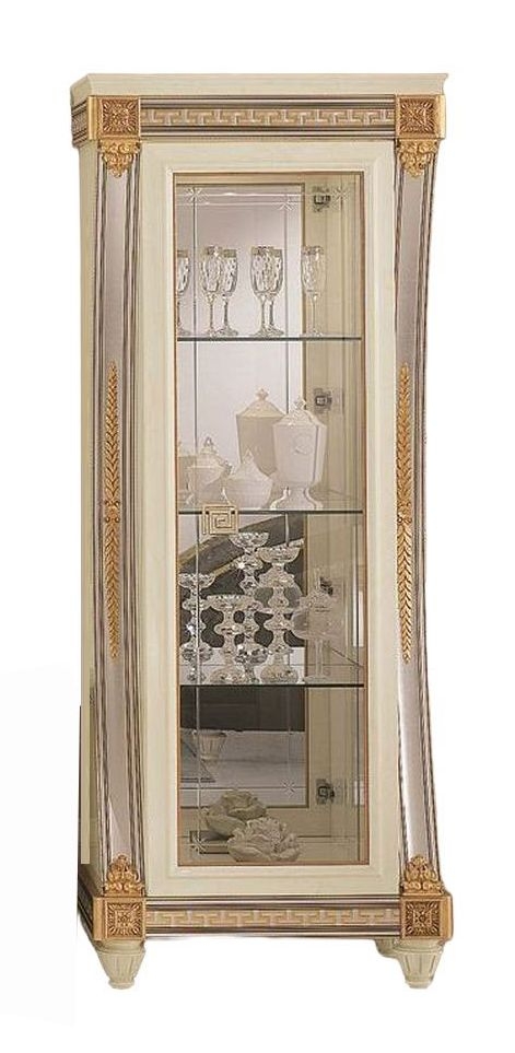 Arredoclassic Liberty Ivory With Gold Italian 1 Glass Door Display Cabinet