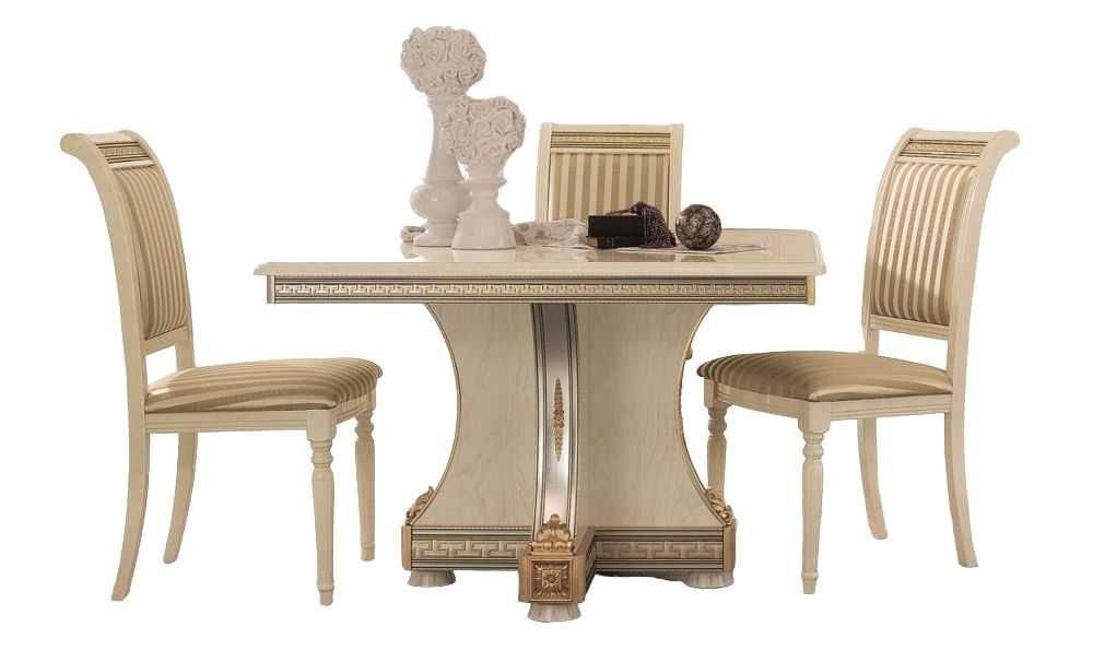 Arredoclassic Liberty Ivory With Gold Italian 118cm158cm Square Extending Dining Table