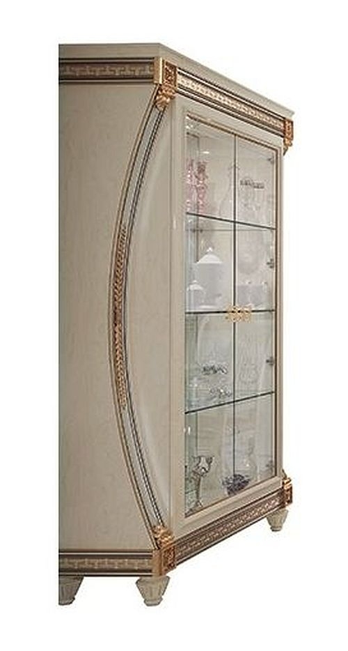 Arredoclassic Liberty Ivory With Gold Italian 2 Glass Door Display Cabinet