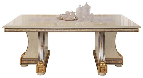 Arredoclassic Liberty Ivory With Gold Italian 200cm300cm Rectangular Extending Dining Table