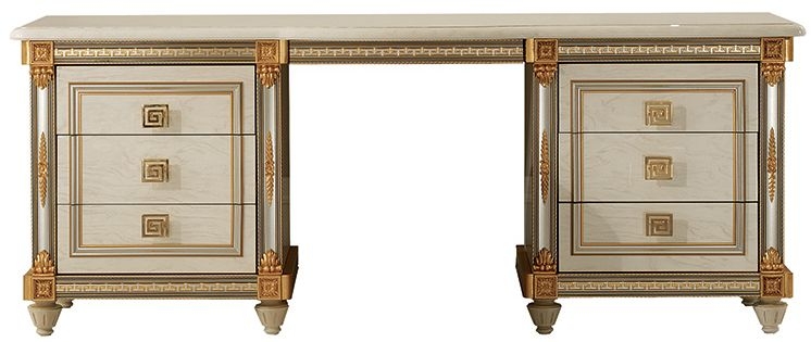 Arredoclassic Liberty Ivory With Gold Italian 6 Drawer Dressing Table