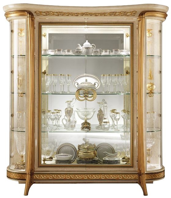 Arredoclassic Melodia Golden Italian 4 Glass Door Display Cabinet