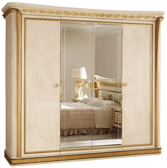 Arredoclassic Melodia Golden Italian 4 Door 2 Mirror Wardrobe