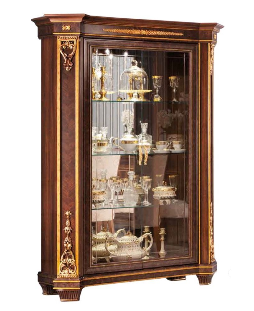 Arredoclassic Modigliani Mahogany Italian 2 Glass Door Display Cabinet