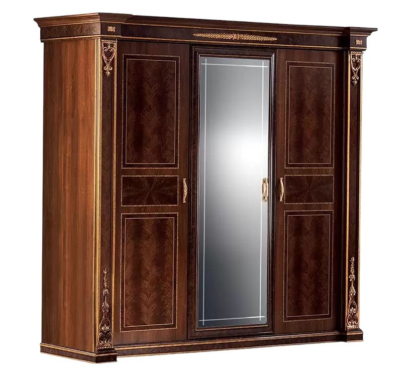 Arredoclassic Modigliani Mahogany Italian 3 Door 1 Mirror Wardrobe