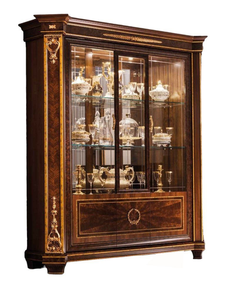 Arredoclassic Modigliani Mahogany Italian 3 Glass Door Display Cabinet