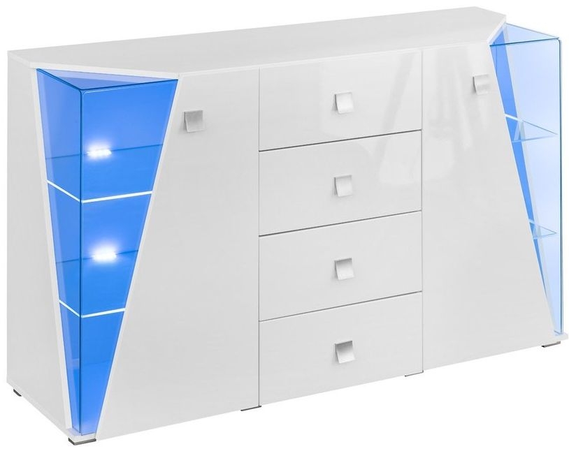 Edge White High Gloss 2 Door Sideboard With Led Light