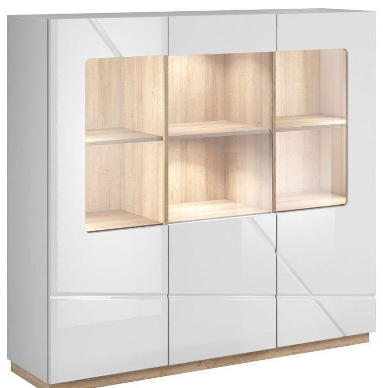 Futura White Gloss 3 Door Display Cabinet