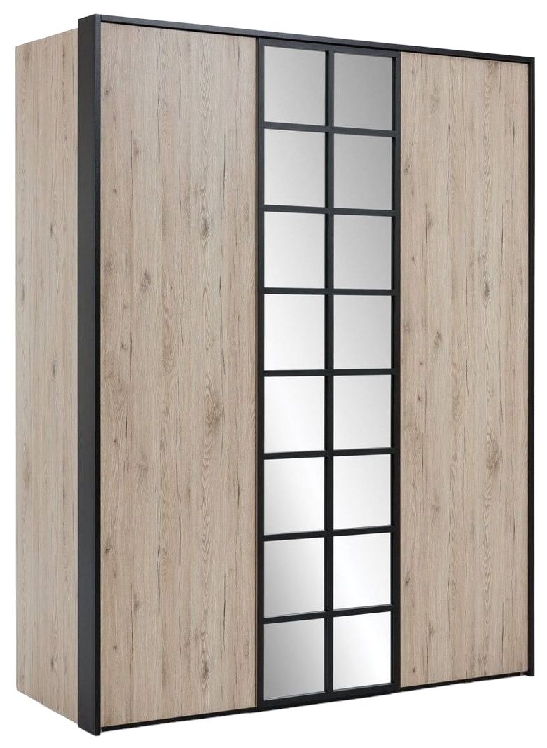 Glass Loft Oak 3 Door Wardrobe