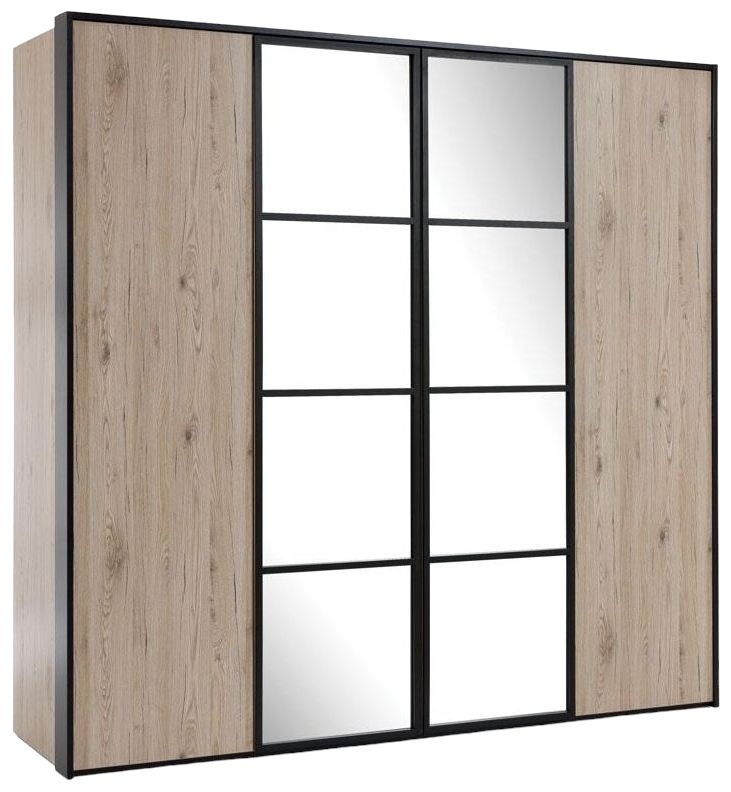 Glass Loft Oak 4 Door Wardrobe