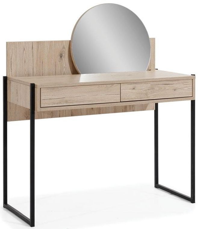 Glass Loft Oak Dressing Table With Mirror