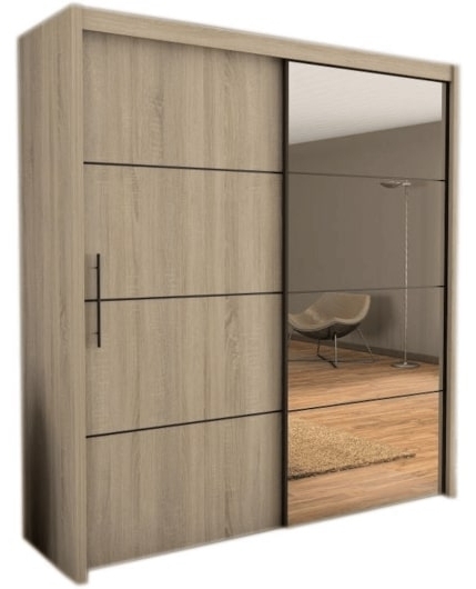 Inova Oak Sonoma 2 Door Mirror Sliding Wardrobe