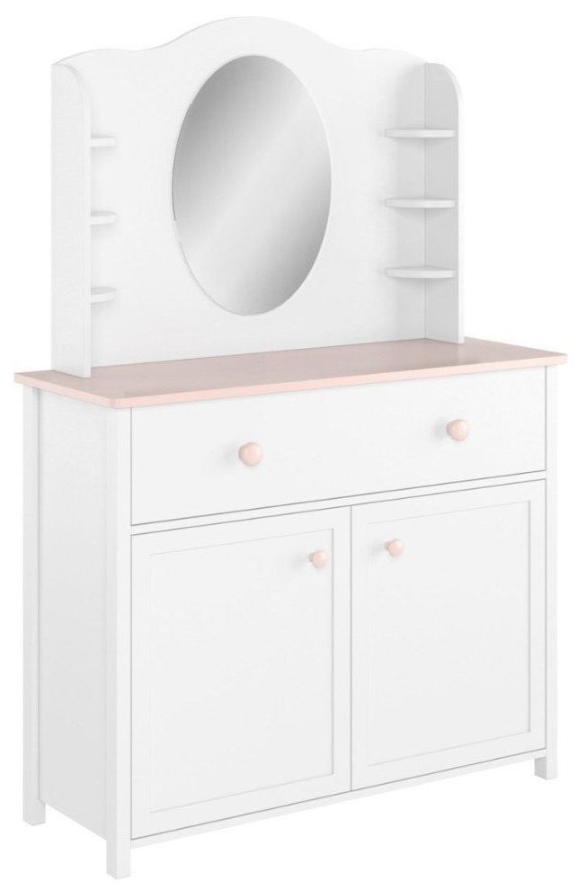 Luna White Desk Hutch With Mirror