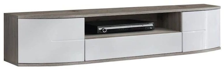 Ontario White High Gloss And Oak Large Tv Unit