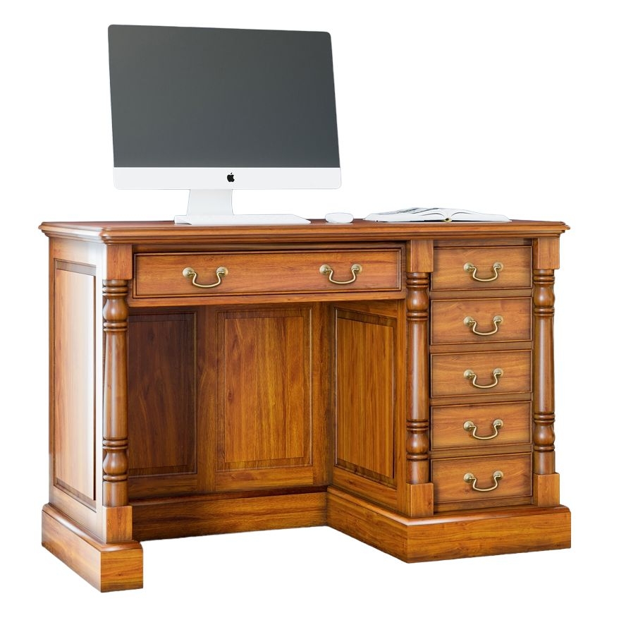 Baumhaus La Reine Mahogany Single Pedestal Computer Desk