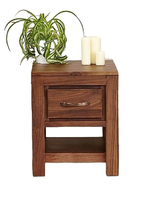 Baumhaus Mayan Walnut 1 Drawer Lamp Table