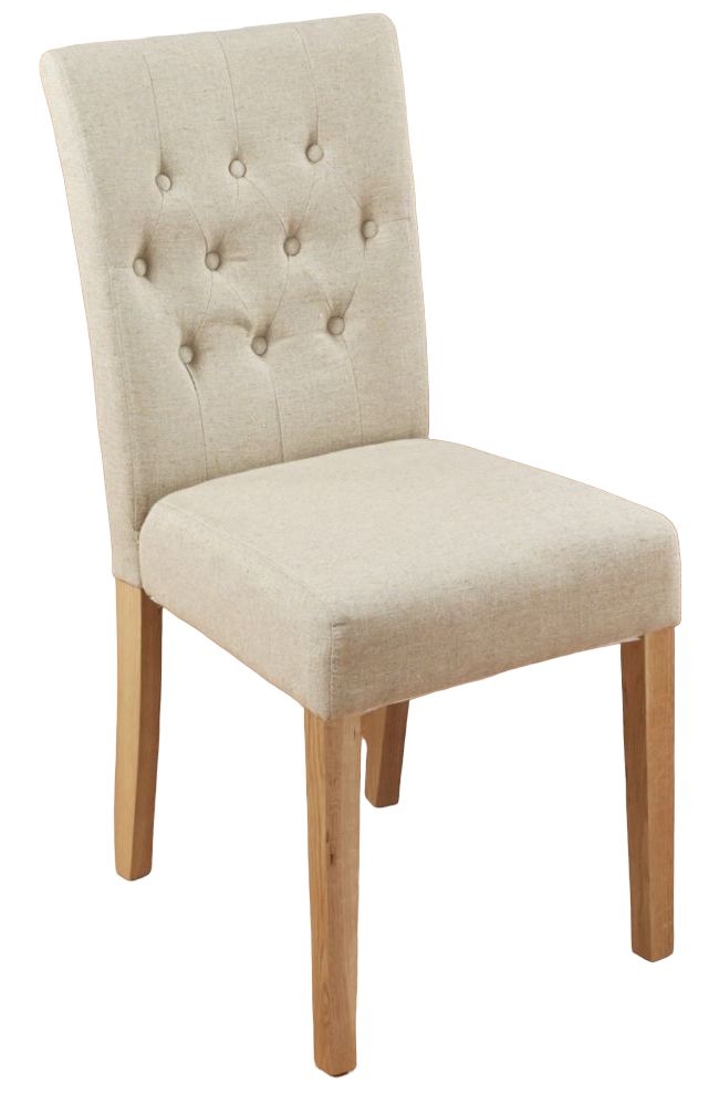 Baumhaus Mobel Oak Biscuit Fabric Dining Chair Sold In Pairs