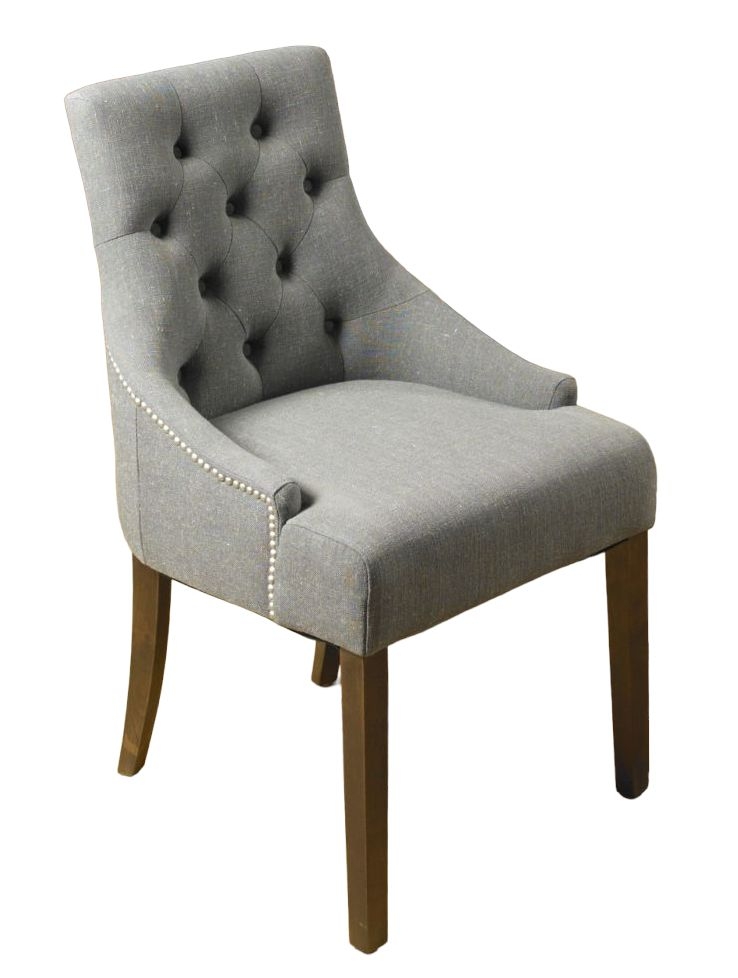 Baumhaus Shiro Walnut Slate Fabric Knockerback Dining Chair Sold In Pairs