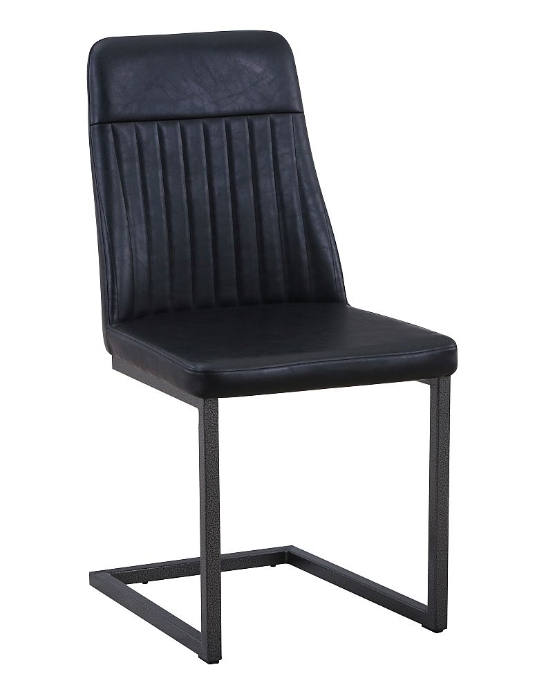 Vintage Black Leather Dining Chair With Cantiliver Base Sold In Pairs
