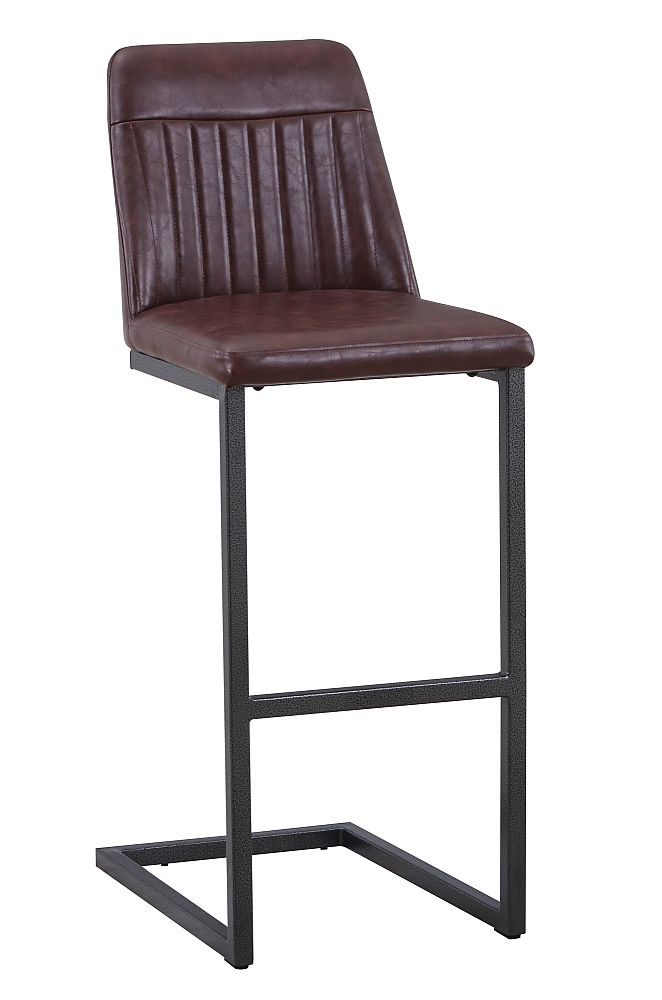 Vintage Brown Leather Barstool With Cantiliver Base Sold In Pairs