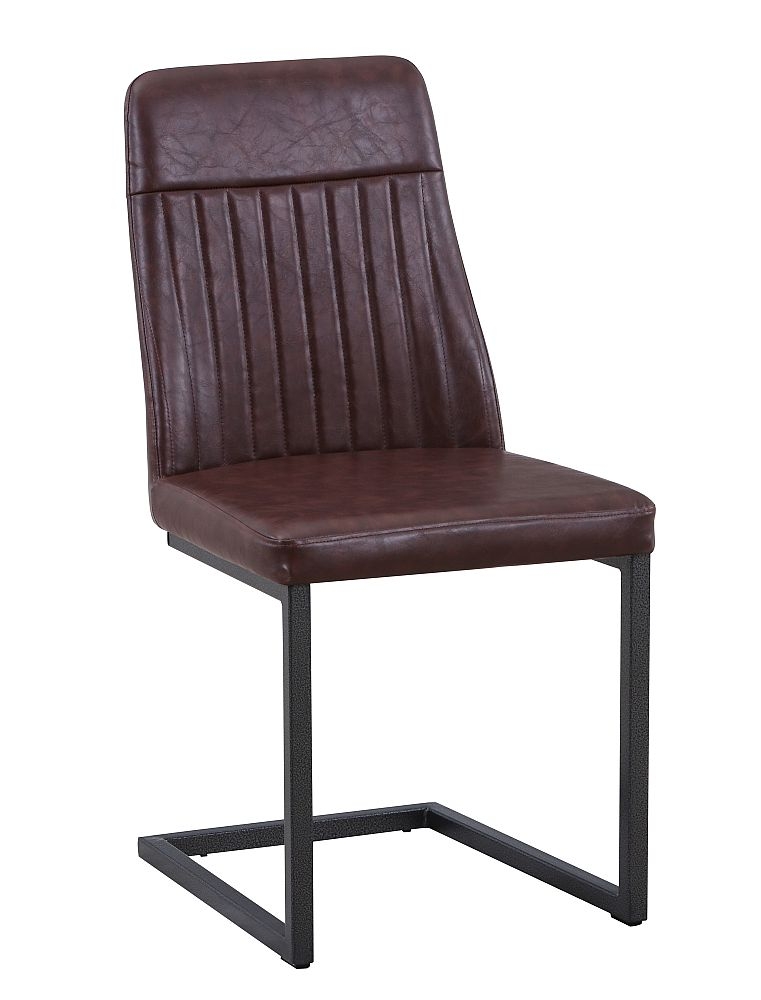 Vintage Brown Leather Dining Chair With Cantiliver Base Sold In Pairs