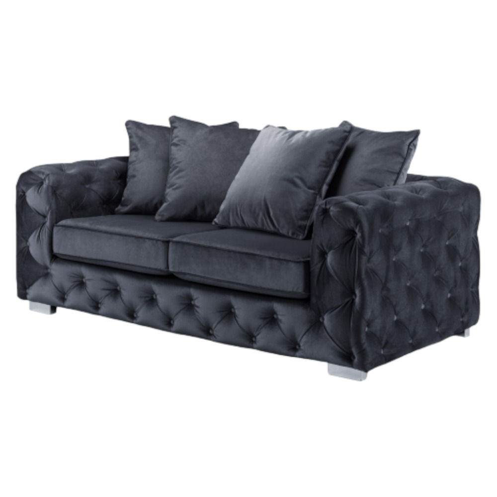 Ankara Black Tufted 3 Seater Sofa