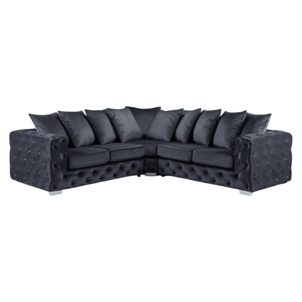 Ankara Black Tufted Large Corner Sofa